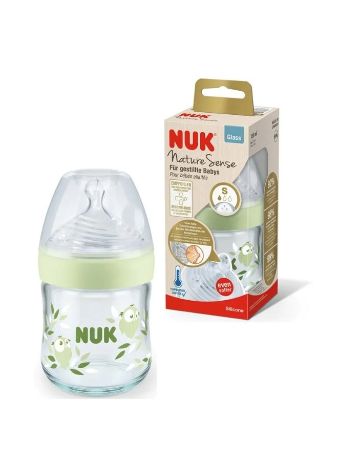 NUK Nature Sense Glass Baby Bottle with Temperature Control - 120ml (Size S) - Image 1